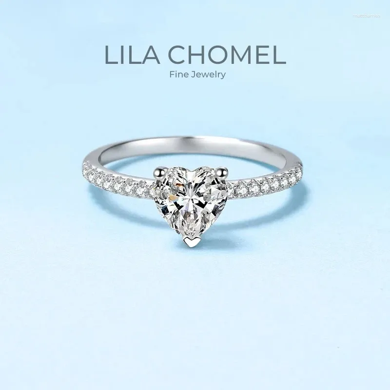Pierścienie klastra Dobra biżuteria PT950 Platinum Heart w kształcie serca kobiety Diamond VVS1 D Color 2/1CT Browling Moissanite Pierścień zaręczynowy dziewczyna
