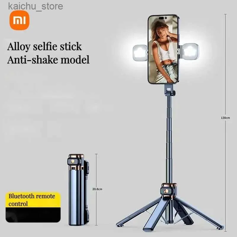 Selfie monopodes Trépied rétractable en alliage en aluminium Stick Stick avec télécommande Bluetooth et remplissage de la lumière adaptée à l'iPhone Android Y240418