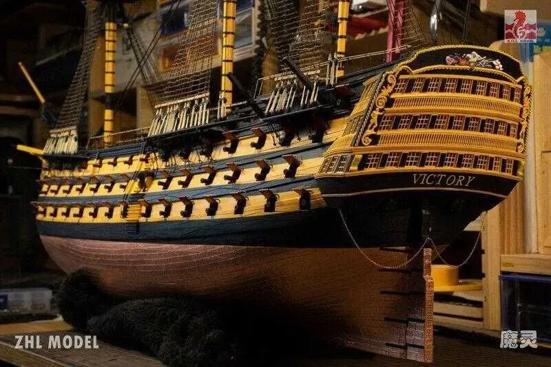 مجموعة موديل مجموعة HMS Victory 1805 مقياس 1/96 1032mm 40 "طراز الخشب طقم السفينة SC العلامة التجارية Shicheng HKD230706