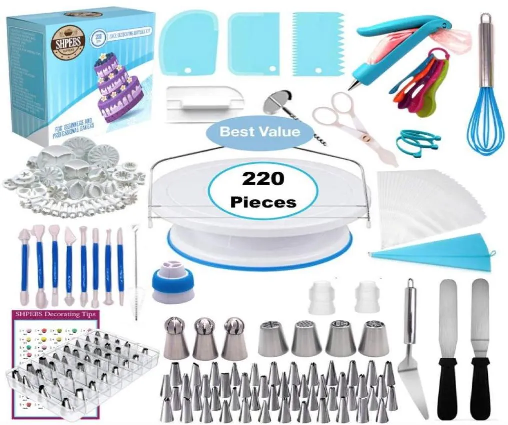 220 Pieces Decorating Nozzle Set Cake ToolsCake Decoration Kitchen DIY Icing Piping Cream Reusable Kit Baking Tool8358870
