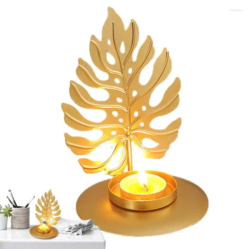 Candle Holders Tealight Iron Leaf Shape Tea Light Table Centerpiece Decorative Lanterns For Home Decoration