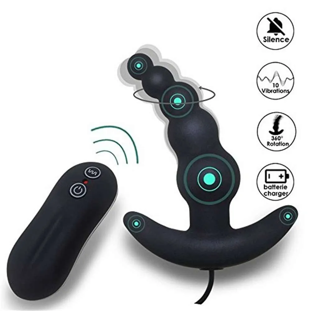 10 Frequency Vibrating Prostate Massager Anal Plug Vibrator Beads Butt sexy Toys Waterproof Powerful Wired For Men Couples