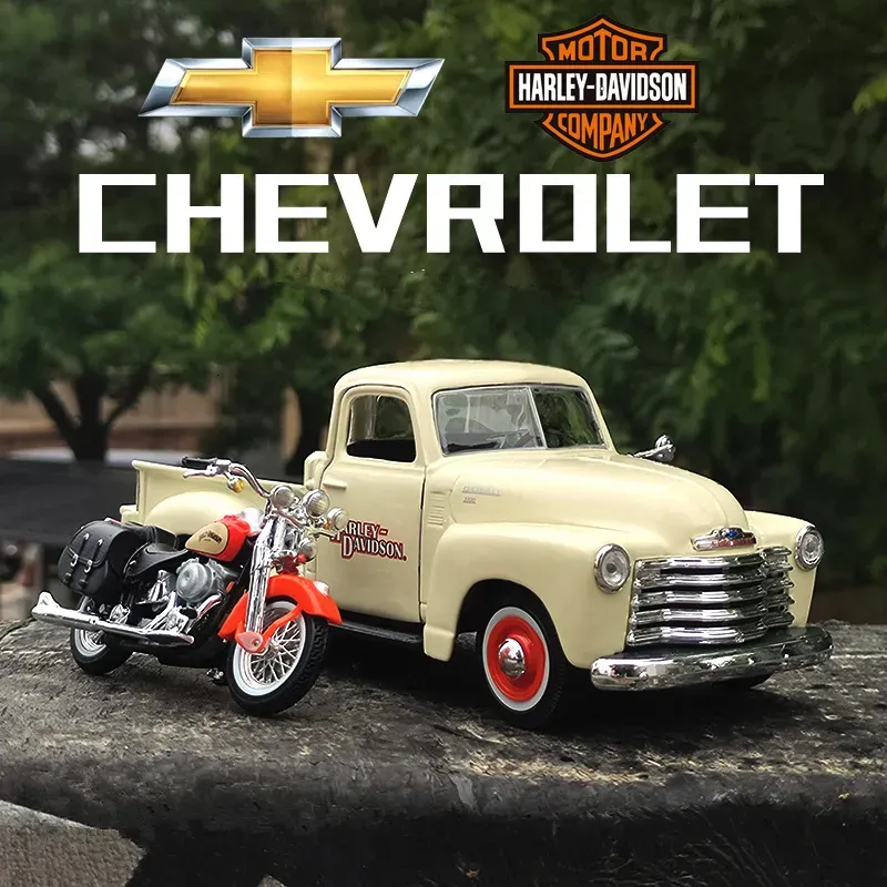 Cars Diecast Model Maisto 1 24 1948 Ford Pickup TruckMotorcycle Alloy Model Diecast Metal Toy Offroad Vehicle Model Simulation Childr