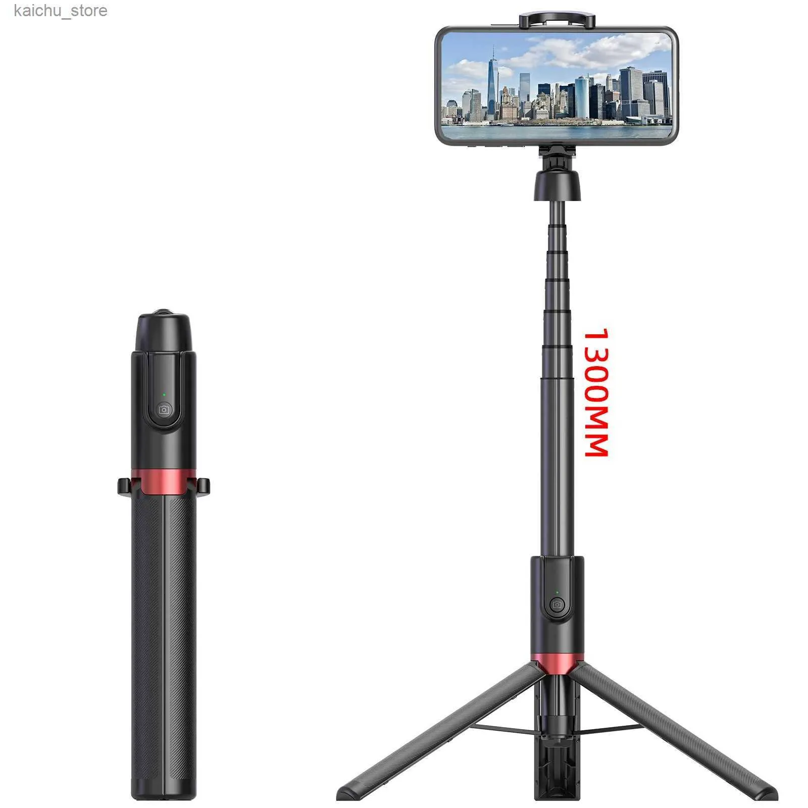 Selfie Monopods 1300 mm Stick Selfie avec Tripod Remote Control Phone Stand Portable PORTABLE PORTABLE POUR SAPHONE DE TÉLÉPHONE ILLE NOUVEAU Y240418