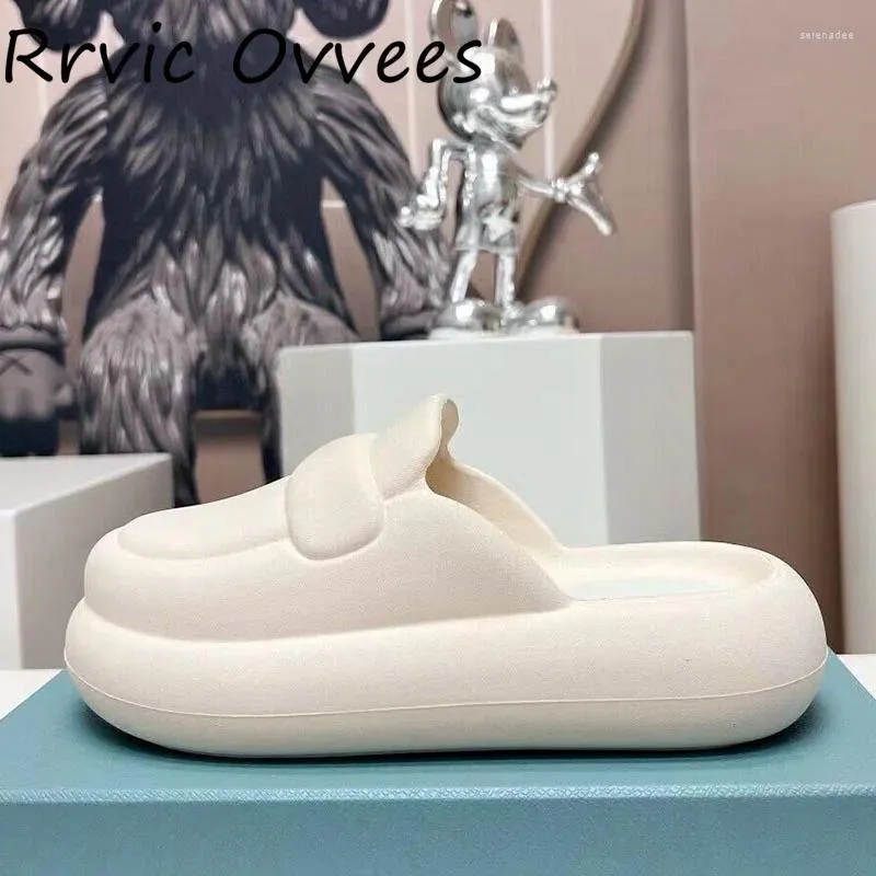 Slippers Spring Autumn Minimalist Thick Sole Like Glue Solid Color Versatile Sandals Lazy Mules Outdoor Leisure Vacation Shoes