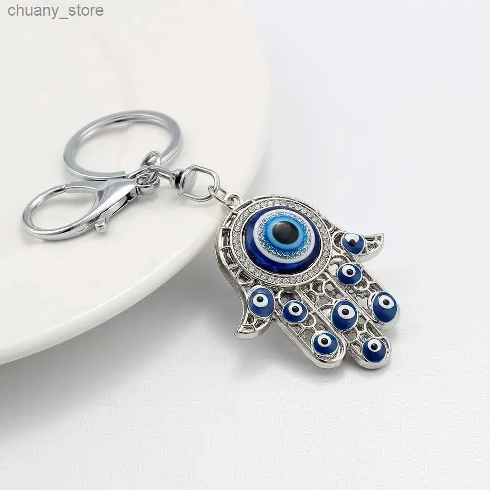 Nyckelringar Lanyards Tillbehör Lucky Charm Fashion Jewelry Trkiye Eye of Evil Amulet Car Key Chain Car Decoration Car Pendant Car Accessories Y240417