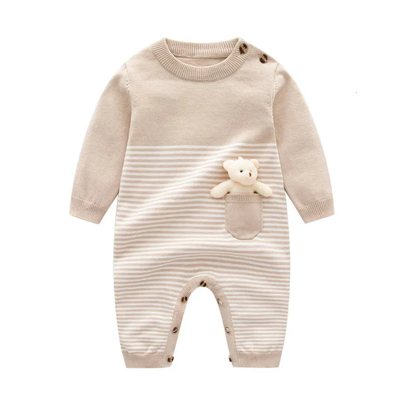 Baby Rompers Autumn Camel Long Manche Born Boys Filles Bringed Pulls Assumes Jumps Hiver Toddler Infant Todits One Piece Wear 240319