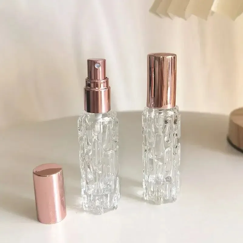 Nouveau 2024 10 ml en verre or rose portable portable de parfum rechargeable bouteille cosmétique contenant un atomiseur de pulvérisation vide