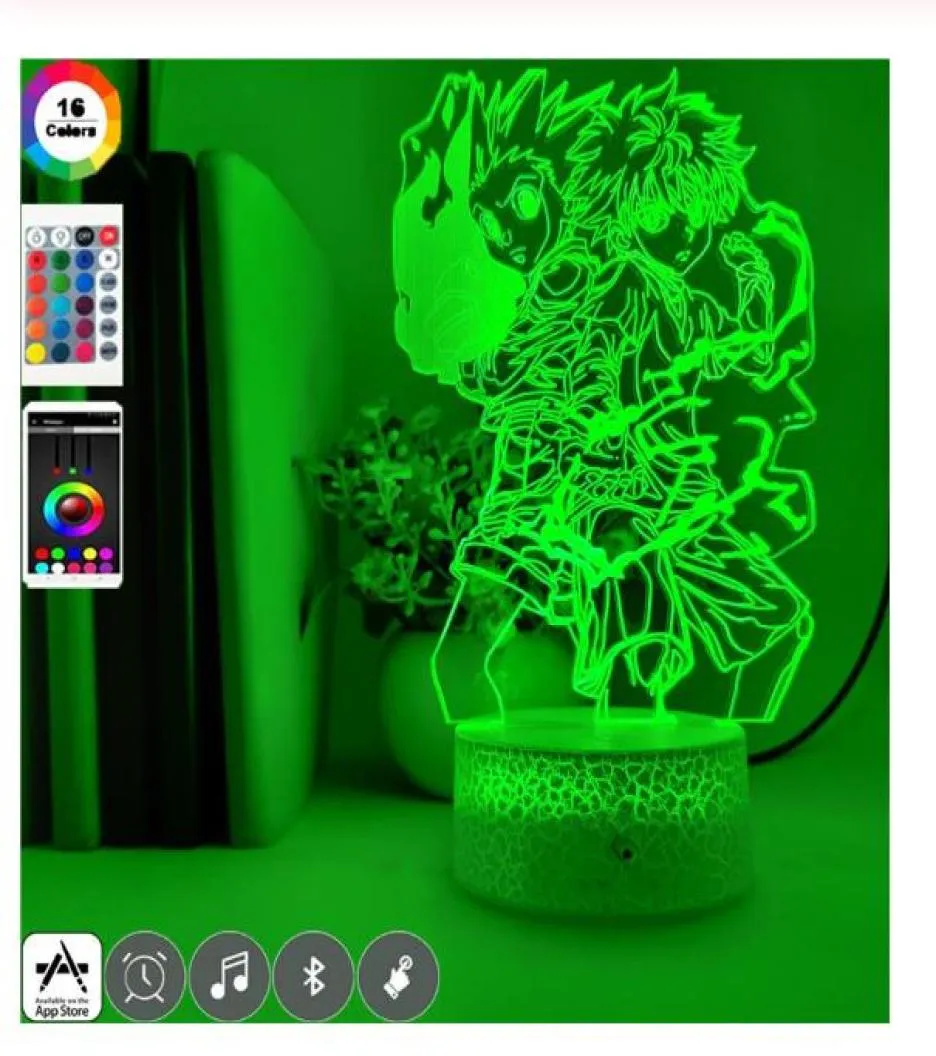 3d lampe anime chasseur x chasseur gon et killua figure de nuit pour enfant décor de chambre fans de lumière cadeau enfants