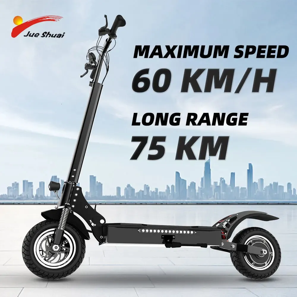 Scooter électrique à 2 roues pliable 20AH Batterie rechargeable 80 km de longue durée 1300W MOTEUR 10 BIG MOBILITÉ POUR ADULT 240416