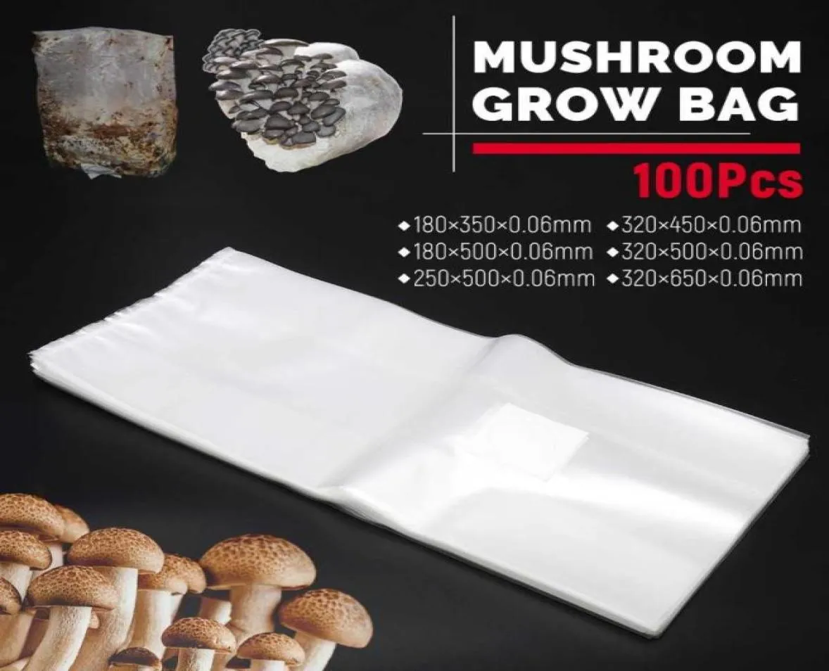 Planters POTS 100st Mushroom Grow Bag Spawn Media Substrate High Temp Pre Seable Garden levererar PVC Planting Ventilate Bags8159632