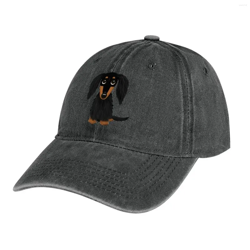 Berets Black And Tan Long Haired Dachshund Cowboy Hat Birthday Sunscreen Bobble Women Hats Men's