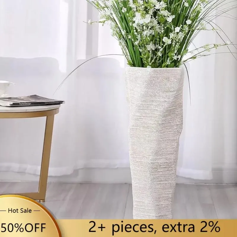 Vasos vasos de piso alto decorativo para decoração de sala de estar 23 polegadas decorações de casa Garden de frete de resina branca grátis
