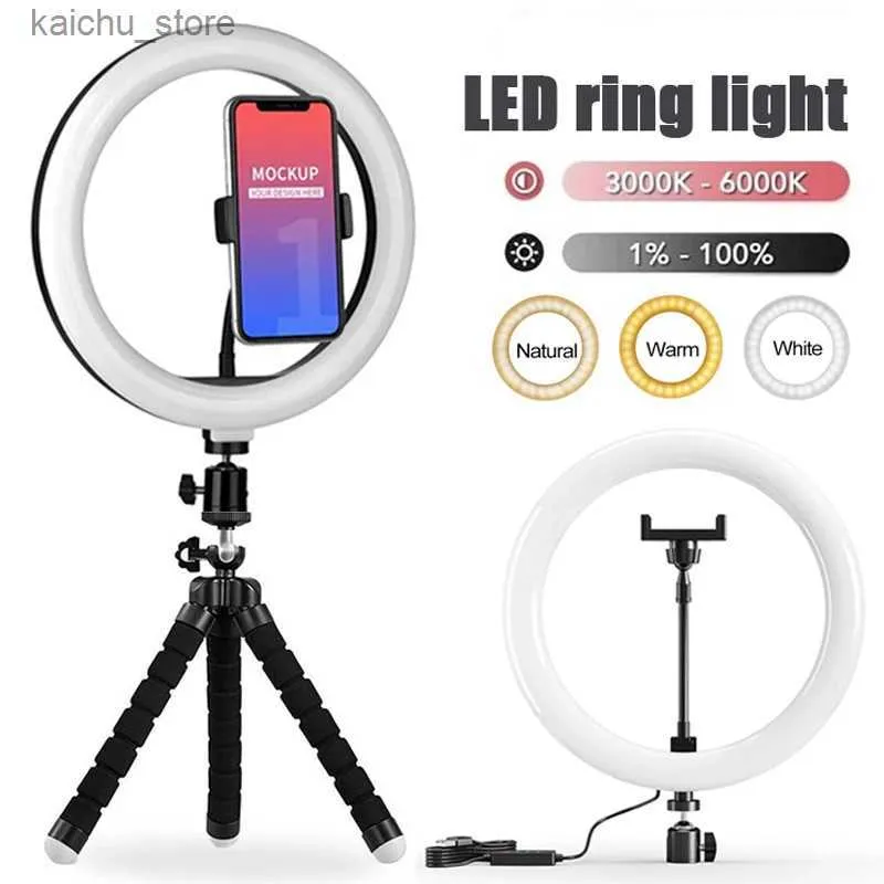 Kontinuerlig belysning 10 tum LED selfie ring ljus USB Dimble Photography Light Studio Mobile Remote Control Fill Light YouTube Tiktok Video Live Broadcast Y24041