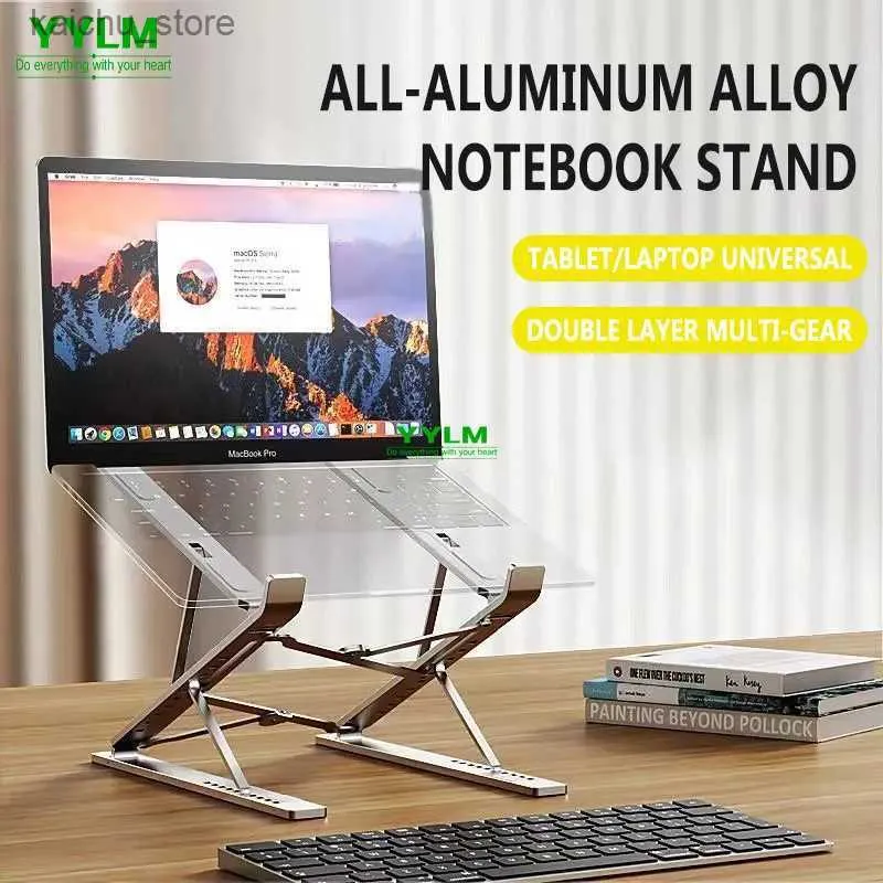 Andra datorkomponenter Yylm Ny N8 Justerbar bärbar datorstativ Aluminium lämplig för MacBook -surfplatta Laptop Stand Cooling Pad Folding Laptop Stand Y240418