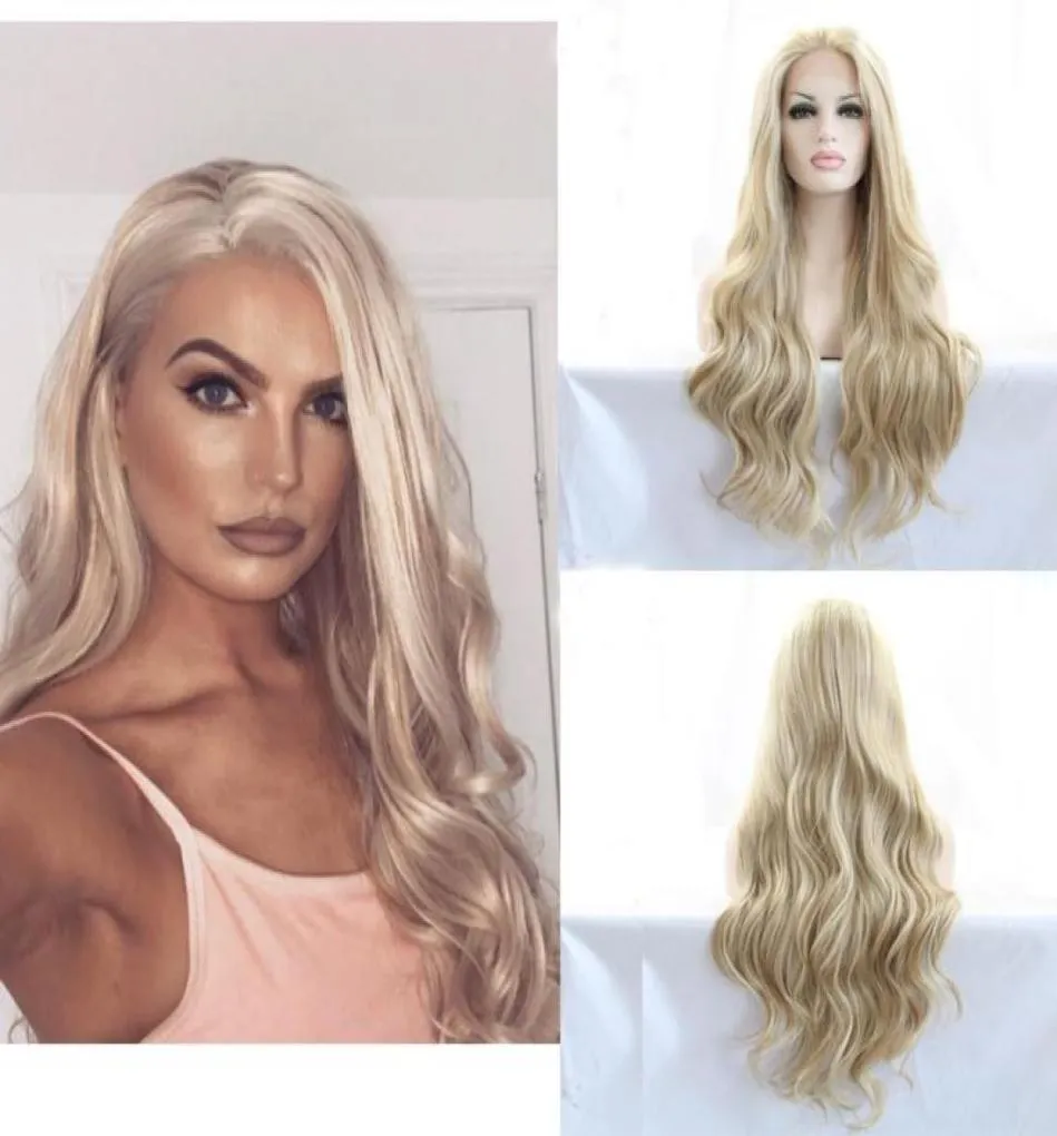 Perucas sintéticas de renda longa peruca frontal ombre ombre loira onda corporal cacheada para mulheres negras Cosplay frontal drag Queen Everyday Hair4118189