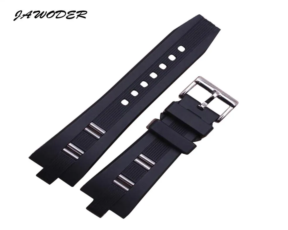 Jawoder Watchband 26mmx9mm Nowe mężczyźni kobiety czarne nurkowanie silikonowe gumowe zegarek pasek ze stali nierdzewnej klamra do bvl zegarek 82227441