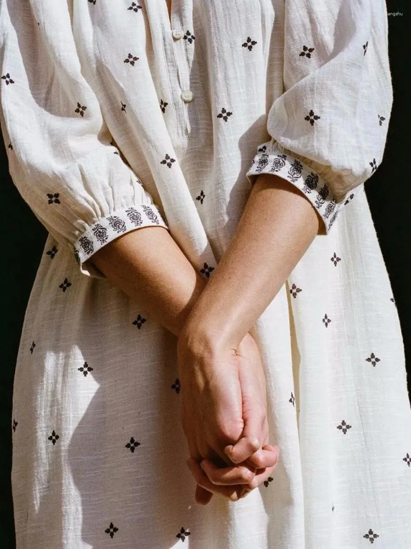 Boho Cotton Midi Dress with Embroidery and Lantern Sleeves for Spring and  Summer, Mid-Calf Length, Pullover Closure, Hooded Collar from Dhgate Basic  & Casual Dresses - price 69.07