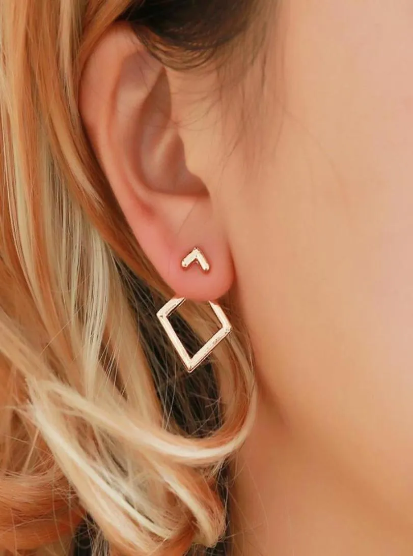 Stud 1Pair Triangle Square örhängen för kvinnor Trendiga Simple Minimalist Gold Color Geometric Metal Earing Smycken Tillbehör1379935