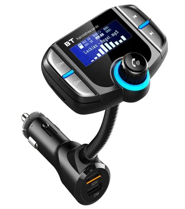 BT70 Bluetooth FM Sändare Car Kit Wireless Hands Mp3 Player QC30 Dual USB Ports Car Charger AUX LCD Display3310422