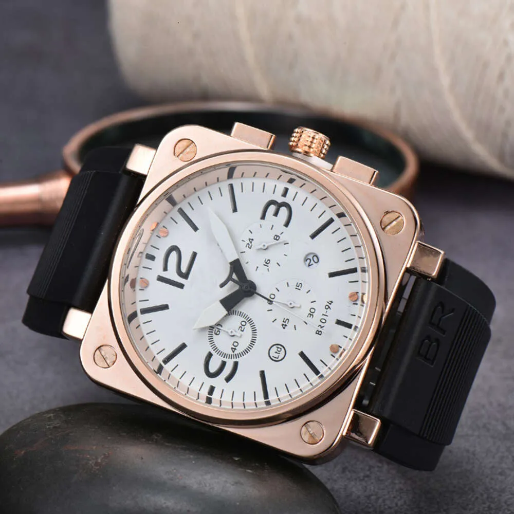 Bell et Ross New Bell Watches Global Limited Edition en acier inoxydable Chronograph Ross Luxury Date Fashion Casual Quartz Mens Watch BN01 Haute qualité