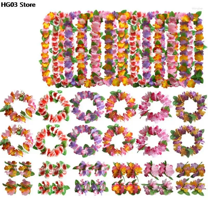 Fiori decorativi 4pcs/set ghirlanda hawaiano ghirlanda collana artificiale collana hawaii primavera