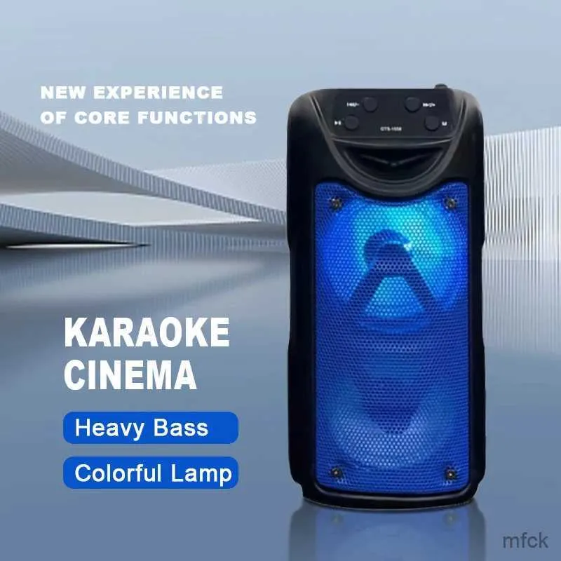 Portabla högtalare Super Large Outdoor Bluetooth Högtalare 3 tum Double Horn Subwoofer Portable Wireless Column Bass Sound Microphone Connection