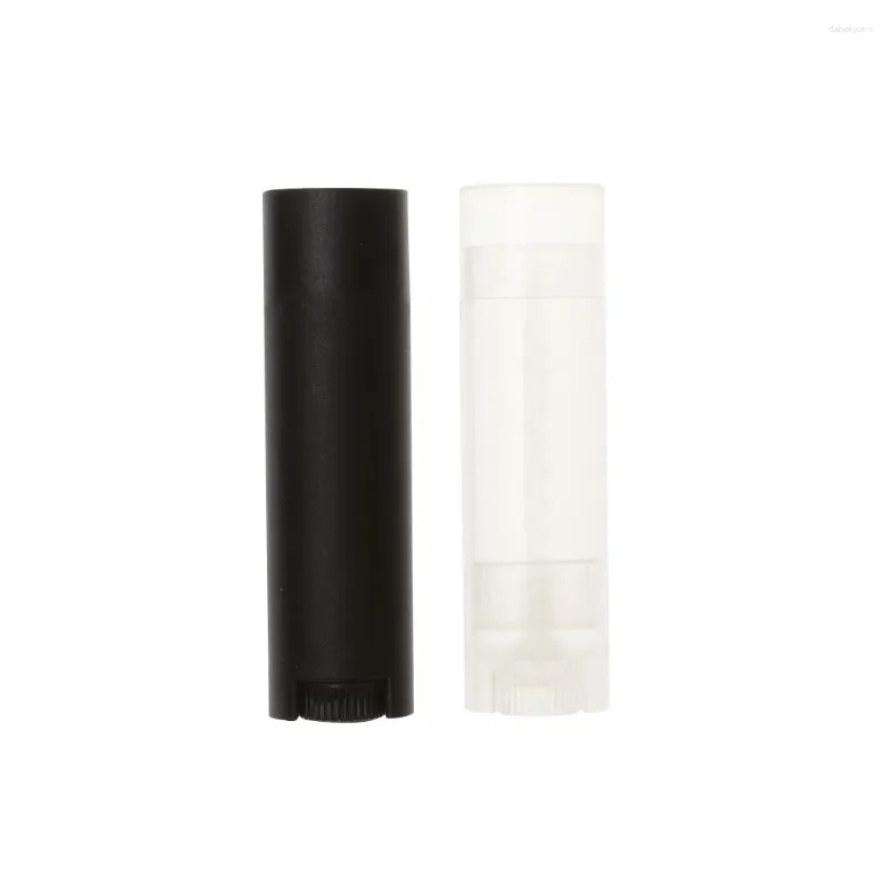 Förvaringsflaskor 5st 5 ml tomt ovala läppstiftrör Vit svart påfyllningsbar läppflaska Plast Diy Deodorant Containers Holder