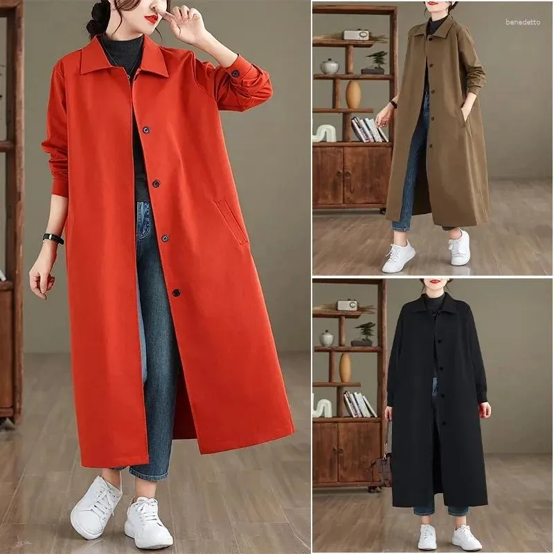 Trench Coats Femme Spring Automne 2024 Version de la longueur Mid Longue