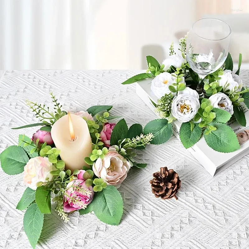 Artificial flower candle rings deals
