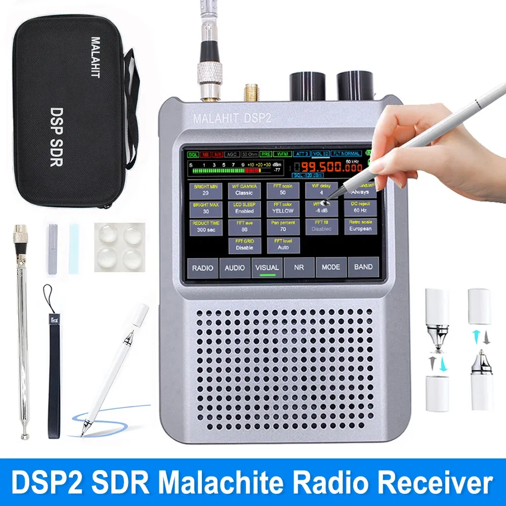 Radyo Malakit DSP2 SDR Alıcı Radyo Yeni Ürün Yazılımı 2.30 İkinci Nesil 5000mAh Pil Dijital Radyo 10khz380MHz 404MHZ2GHZ