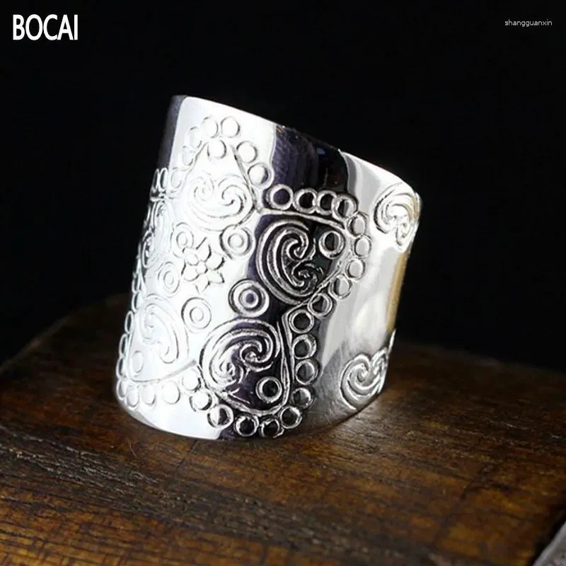 Clusterringe Bocai Solid S925 Silberschmuck Fashion Art Print Fünf-Sterne-Version Frau Ring Verstellbar