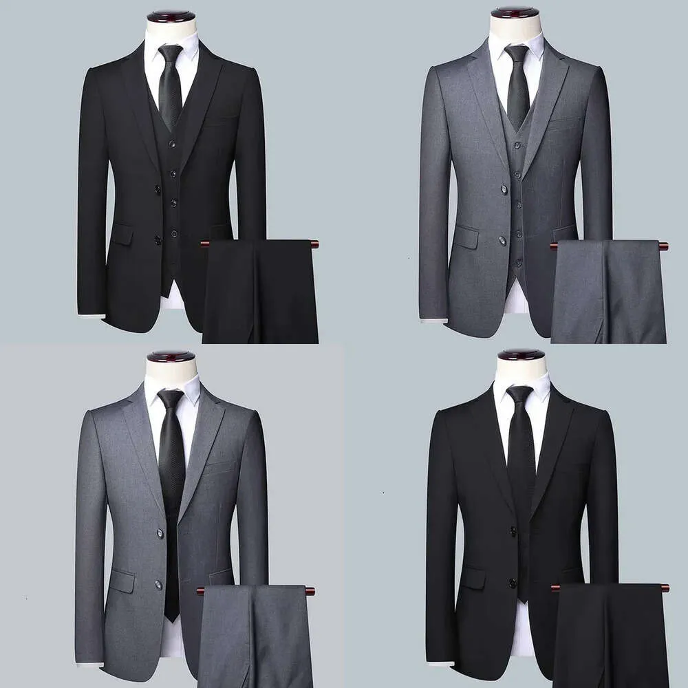 Suits Erkek Blazers Yüksek Kaliteli Blazer Yelek Pantolon Erkekler Basit İş Zarif Moda İş Röportajı Beyefendi Takım Slim 3piece 231129