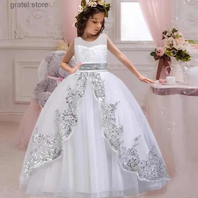 Abiti da ragazza Elegante abito da sposa da sposa Abito da sposa Briglia Bridesmaid Banquet Abito da ragazza da adolescente Adolescenza vestiti da appliques Princess Appliques Abito in pizzo