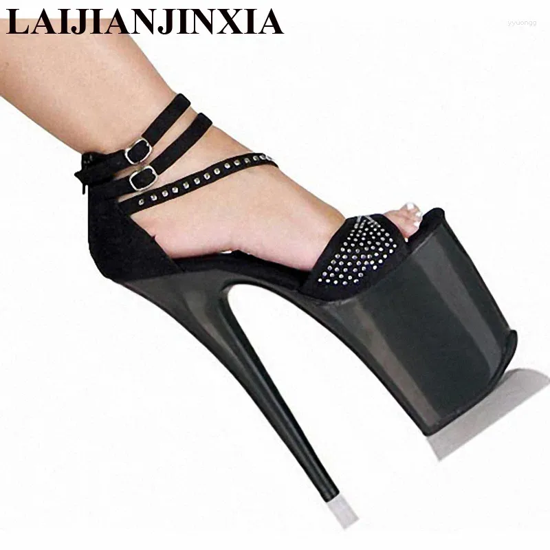 Kleiderschuhe Laijianjinxia Frauen sexy Pole Danzen 20 cm High Heels Schwarze dünne Sandalen Model Modepumpen