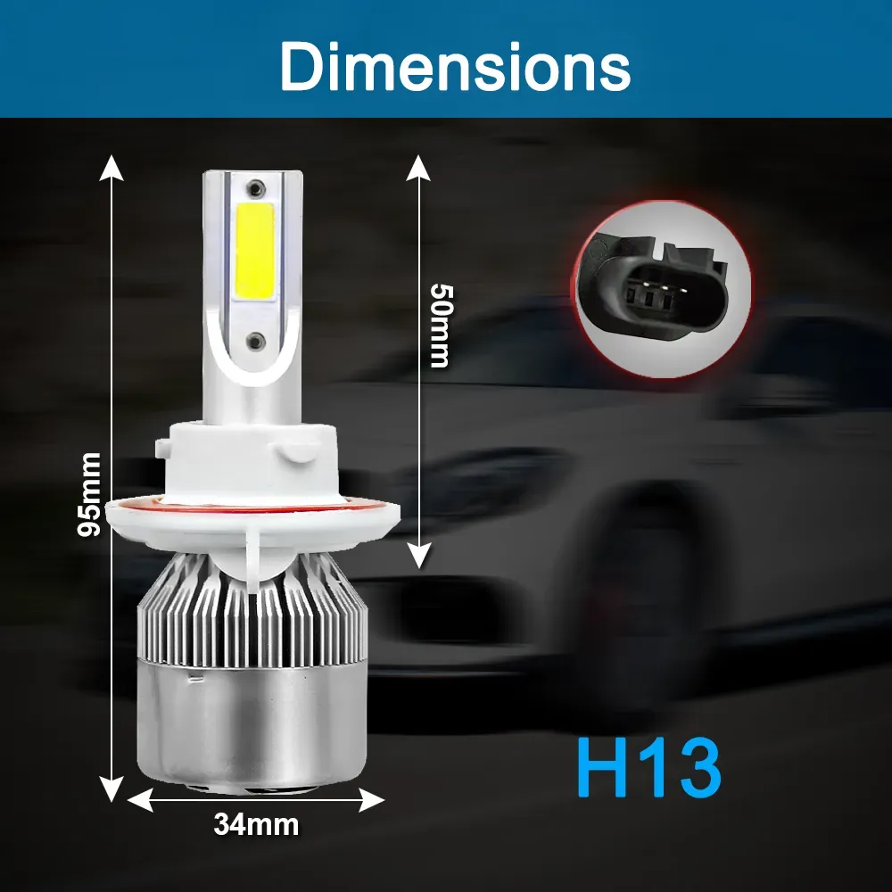 cheapest price COB C6 Real 7600LM 120W LED Car Headlight H1 H3 H4 H7 9003 9004 9005 9006 Kit Hi/Lo Light Bulbs 6000K