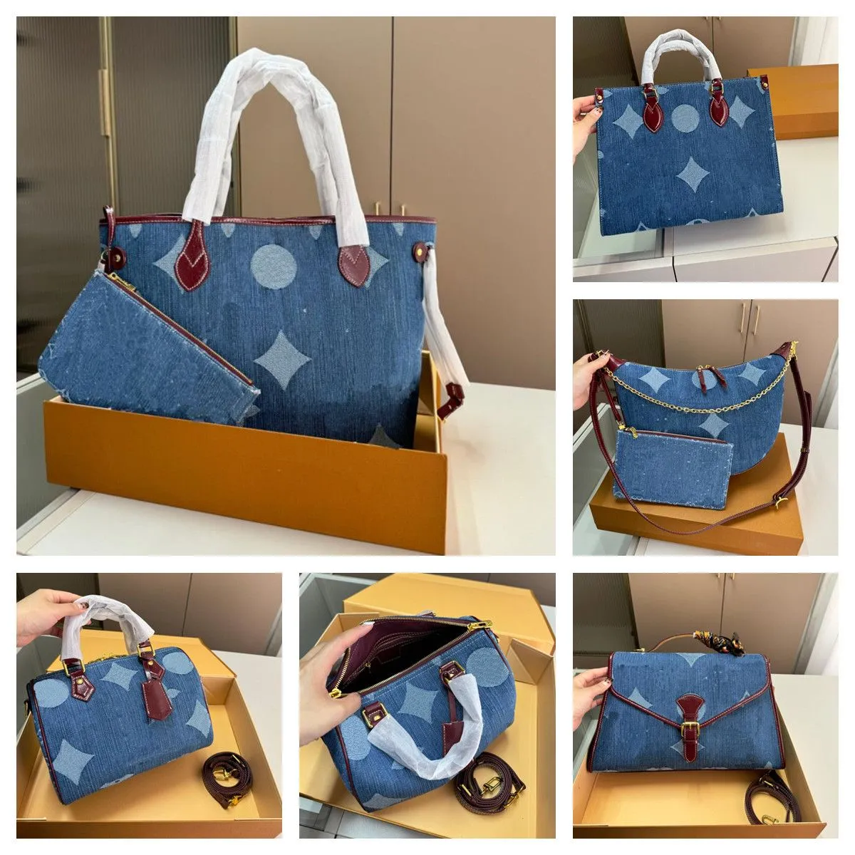 Bolsa de jeans de grife feminino Shoppper Saco de travesseiro de luxo Bolsa de ombro de luxo Crossbody Notfulls Bolsas na moda The Go Bolsa Loop Hobos Carteira Vintage Bolsa