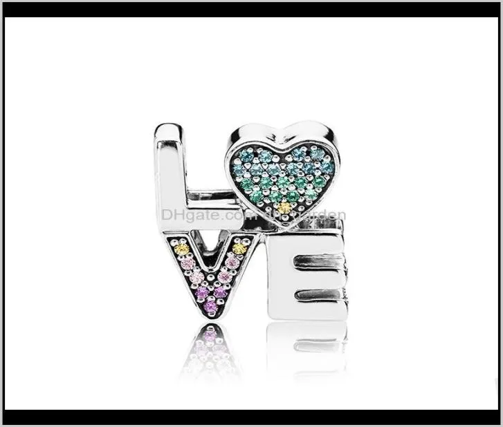 925 Sterling Sier Love Letter Coury Crystal Diamond Bijoux Perles européennes Fit Bracelet Charmes avec BOXP TOKKU LMME55659919