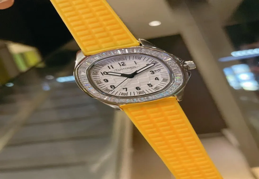 Винтажный Quartz Quartz Watch Ice Diamond Bezel цифровые номера часы силиконовый резиновый ремешок Aquanaunt Round Women Watches8164066