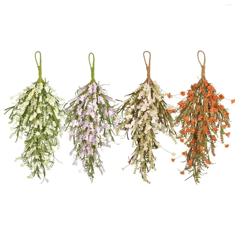 Dekorative Blumen 2pcs Thanksgiving Herbst Herbst 25 Zoll Vordertürkranz für Dekorationen Weihnachten Halloween Wand Holzstiele Kürbisse