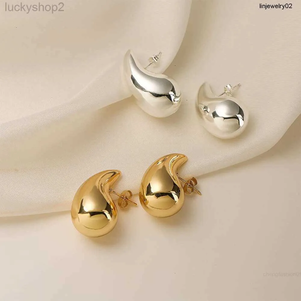 Womens Stud Earring Trendy Italy Hollow Steel Plated Gold 18k Tear Drop Water Earrings for Women New Fashion Designer Jewelry Free Shipping