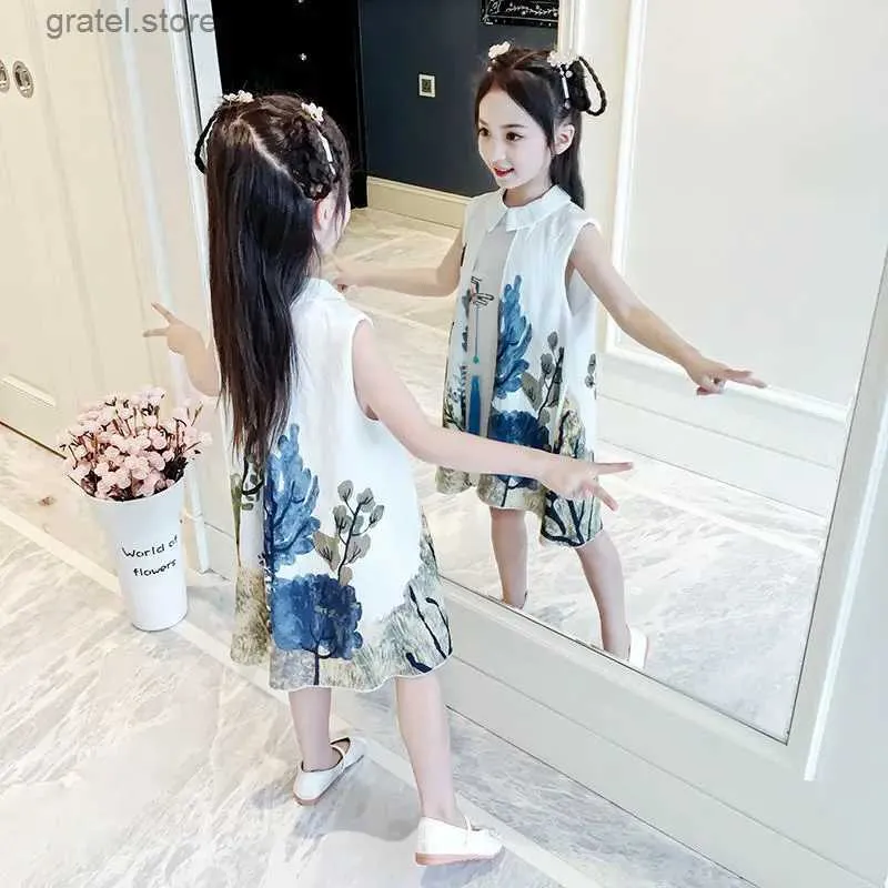 Robes de fille Robes pour enfants pour filles imprimer des filles robe chinoise robe de style chinois enfant costume fille 10 12 petites filles robes été 2024