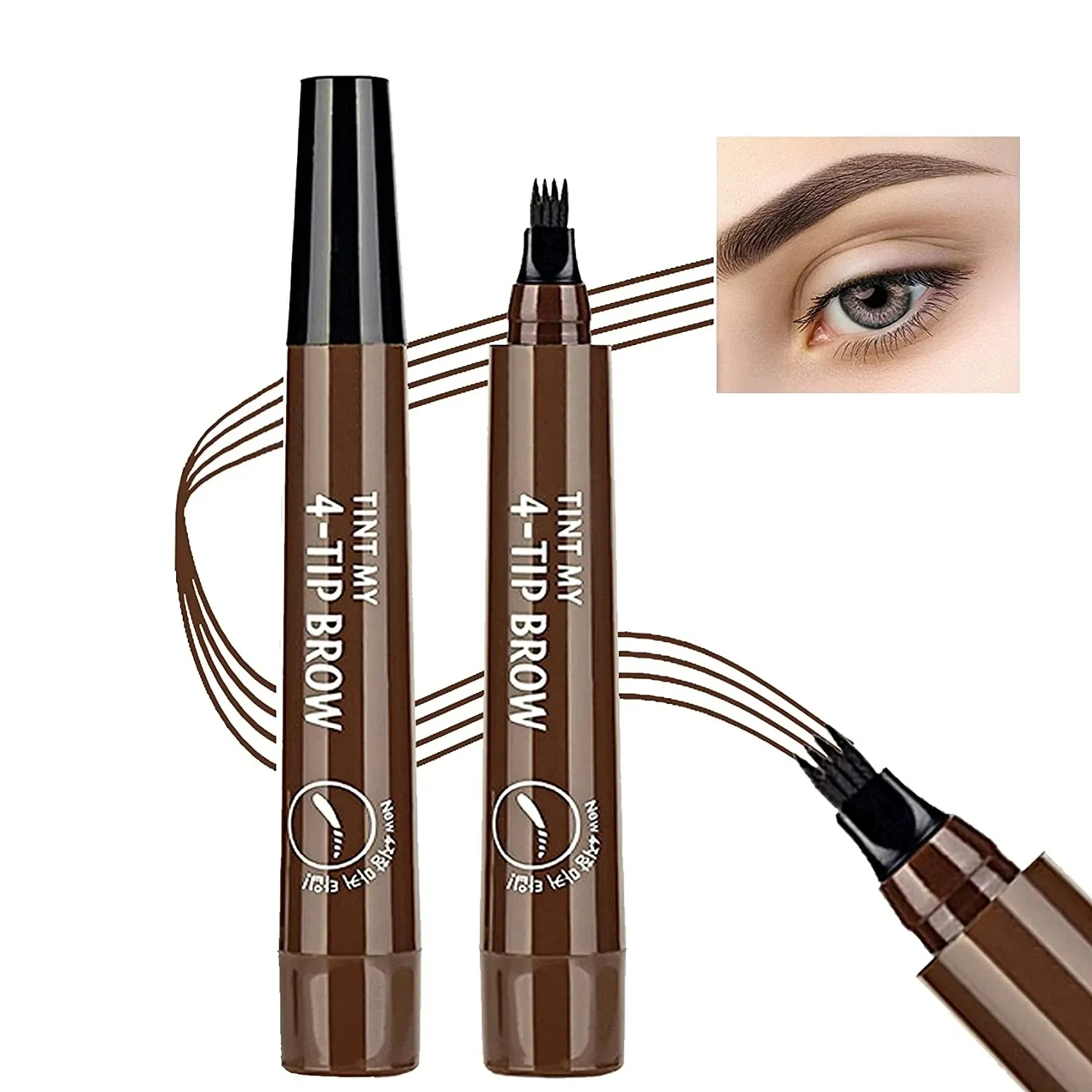 Tillförsel 5 färger Mikroblading Eyebrow Pen Waterproof Liquid Eyebrow Pencil Långvarig ögonbryn Tattoo Pen 4 Oints Eyebrow Pen Kosmetika