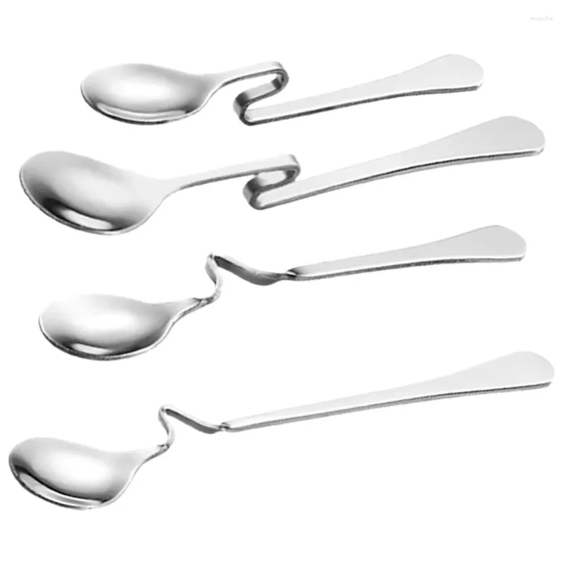 Coffee Scoops 4 Pcs Stainless Steel Tableware Hanging Cup Spoon Mixing Household Dessert Stirring Spoons Honey Diagonal