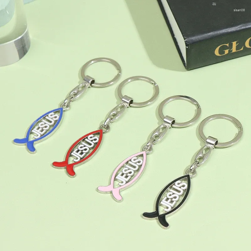 Keychains 1pc Christian souvenir de poisson Keychain Jésus charme pendent catholique Home Chapel Decor Gift