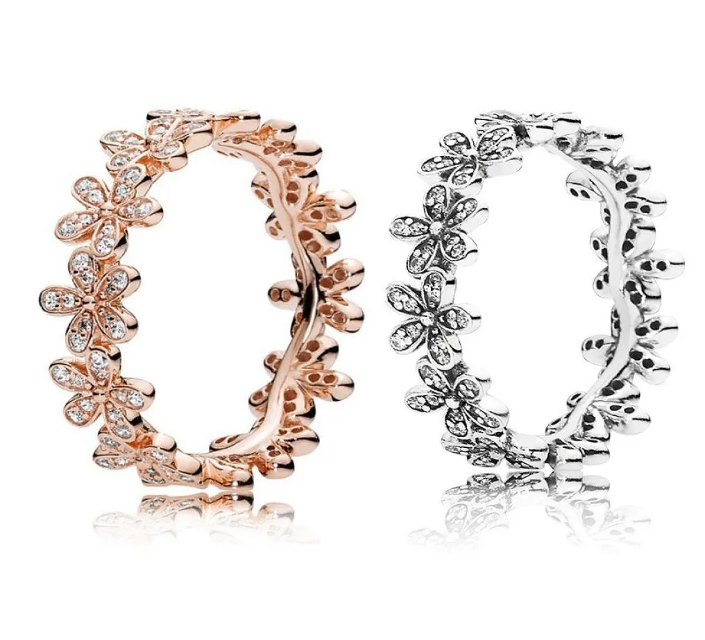 Autentico 925 Gioielli designer di anelli in argento sterling per anello di fiori da fiori in oro rosa di lusso RAGAZIONI RAGAZZA