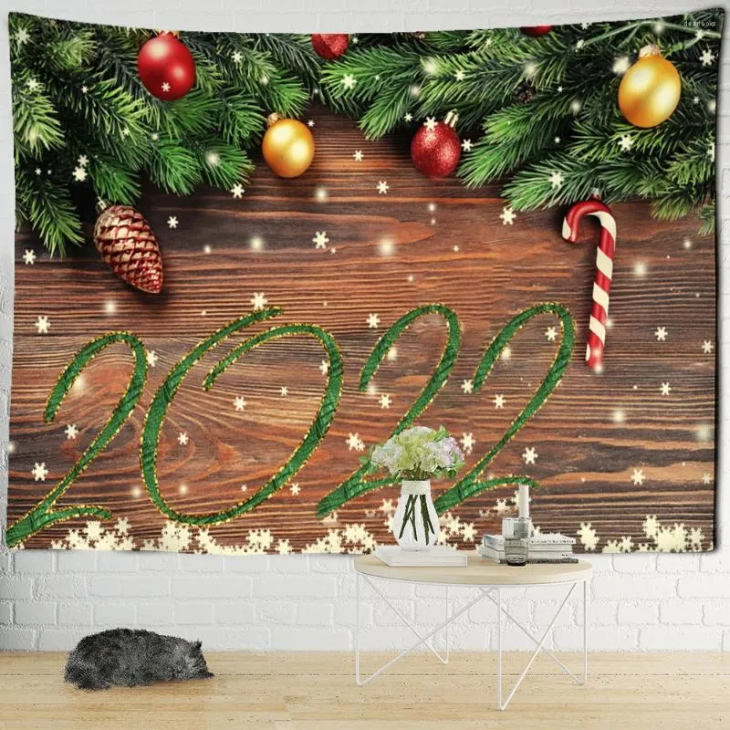 Tapestries 2024 Kerstdag Tapijtwand Mount Jaar Pijnstructuur Snow Snow Scenery Witchcraft Home Decor