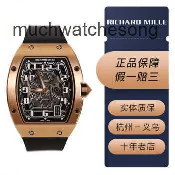 Richardmills lyxiga armbandsur Automatisk rörelse tittar på RM067 Ultra Thin Therr Mens Watch 18K Rose Gold Black Disc Dature Automatisk mekanisk FAM