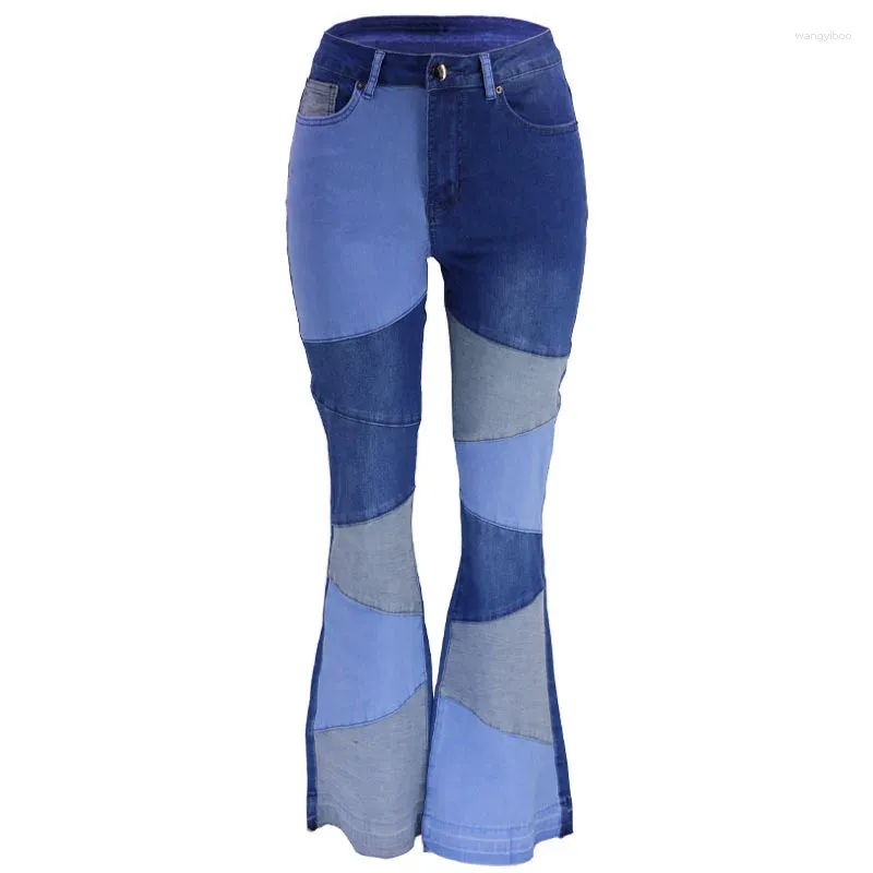 Jeans pour femmes pantalons fustiaux hauts et hauts lavages slim fit denim poches de bootcut zipper