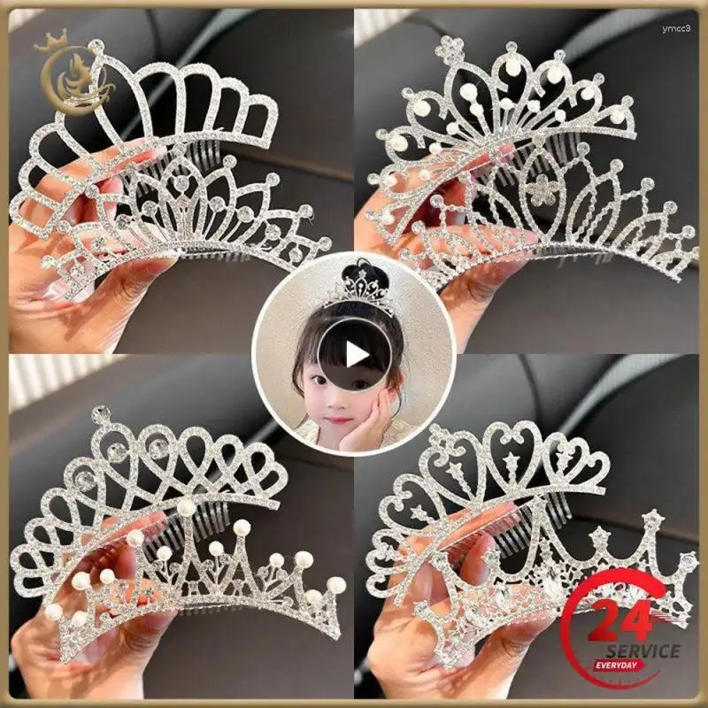 Клипы для волос 1 шт. Детские мини -короны Combry Crystal Bridal Tiaras Princess Crown for Women Wrinestone Жемчужная свадьба Тиара